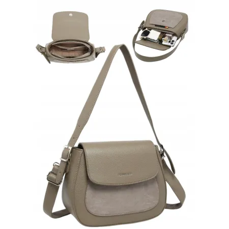 Praktyczna Torebka Torba Damska Listonoszka LUIGISANTO HS0414-1 Taupe