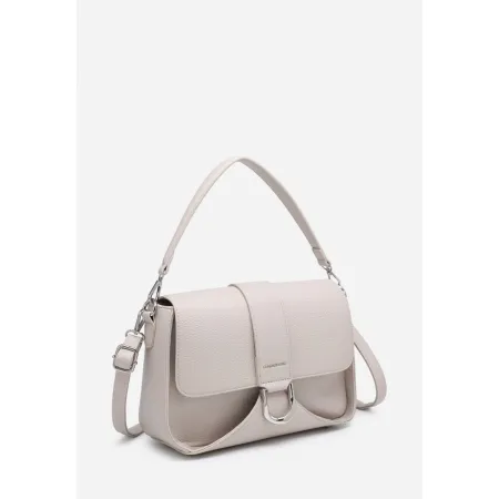 Beżowa Listonoszka Torebka Damska Skóra Ekologiczna Dopinany Pasek Stylowa