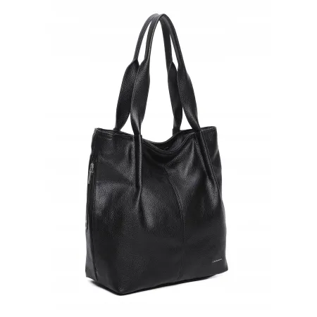 Czarna Pojemna Torebka Damska na Ramię LUIGISANTO Format A4 Shopper Worek