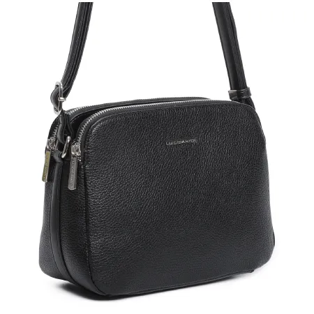 Damska Torebka Listonoszka LUIGISANTO Czarna Trzykomorowa z Paskiem