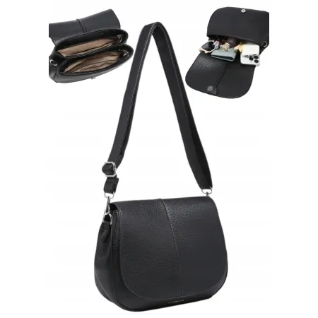 Torebka Torba Damska Listonoszka LUIGISANTO Pasek V6813 Black