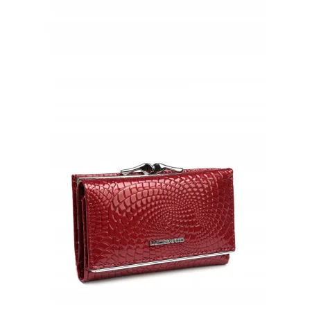 Czerwony Portfel Damski Skóra Naturalna Węża LUIGISANTO Lakierowany Prezent