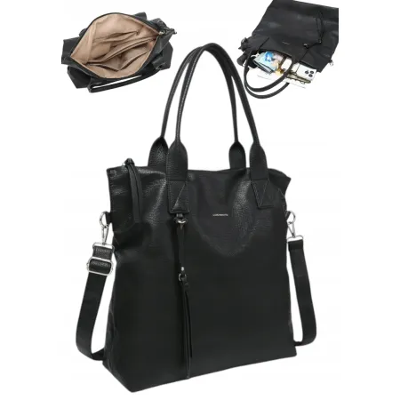 Torebka Torba Damska A4 Shopper LUIGISANTO Pasek V8007-3 Black