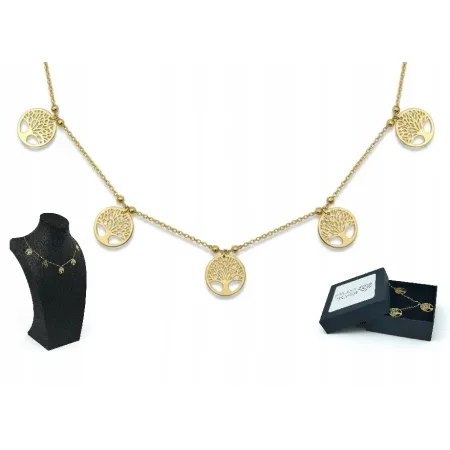 Naszyjnik Stal Nierdzewna Chirurgiczna Drzewko Szczęścia Życia Kolor Złoty