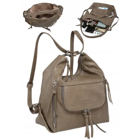 Praktyczna Torebka Torba Damska Plecak 2w1 LUIGISANTO V6621-1 Taupe