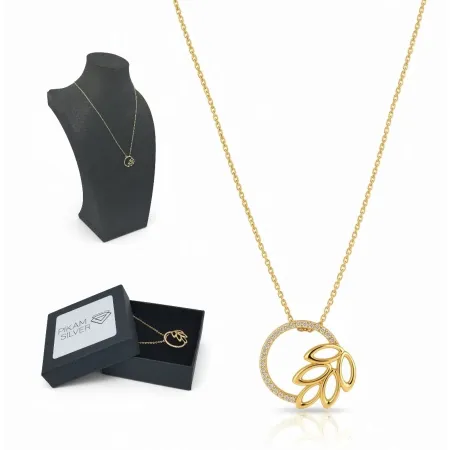 Delikatny Naszyjnik Miedź Pozłacana Z Wisiorkiem Z Cyrkoniami Na Prezent