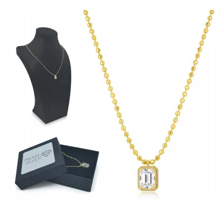 Naszyjnik Miedź Pozłacana Z Wisiorkiem Z Cyrkonią Elegancki Na Prezent