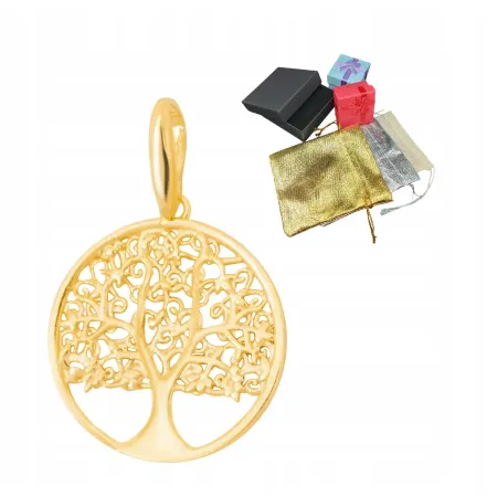 Srebrna Pozłacana Zawieszka Drzewko Życia Szczęścia 925 Wisiorek Talizman