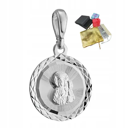 Srebrny Medalik Z Matką Boską Częstochowską Próba 925 Madonna Zawieszka