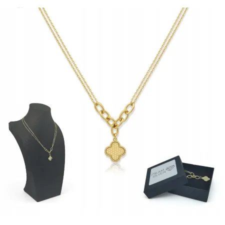 Naszyjnik Miedź Pozłacana Z Wisiorkiem Koniczynka Elegancki Na Prezent