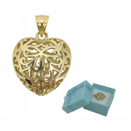 Zawieszka Miedź Pozłacana Wisiorek Do Łańcuszka Serce Ażurowe Na Prezent