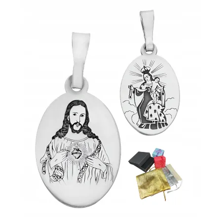 Medalik Srebrny Pr.925 Wisior Szkaplerz Na Chrzest Komunię Owalny Zawieszka