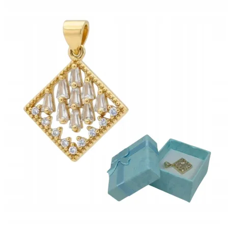 Zawieszka Do Łańcuszka Miedź Pozłacana Geometryczna Wisiorek Z Cyrkoniami