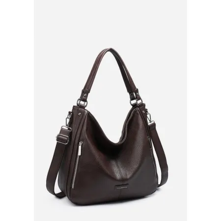 Stylowa Pojemna Torebka Brązowa Torba Damska Shopperka LUIGISANTO A4