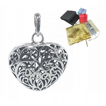 Srebrna Zawieszka Serce Ażurowe Serduszko Duże 925 Wisiorek Na Walentynki