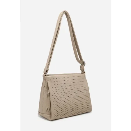 Beżowa Ażurowa Listonoszka Damska Torebka LUIGISANTO Elegancka