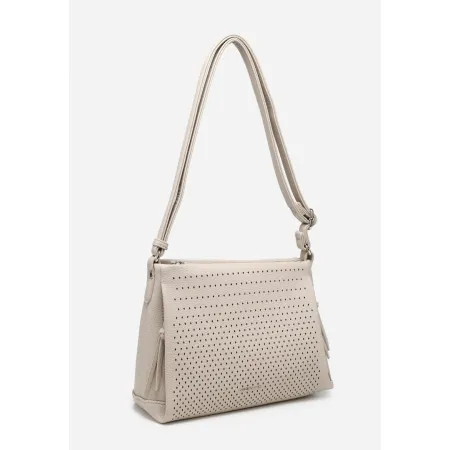 Beżowa Ażurowa Listonoszka Damska Torebka LUIGISANTO Elegancka