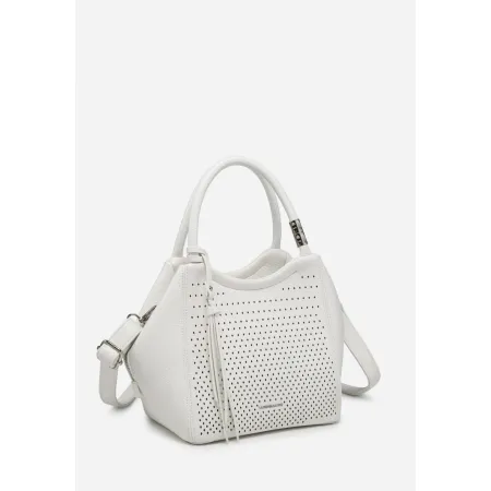 Biała Ażurowa Torebka Torba Damska Do Ręki LUIGISANTO Dopinany Pasek