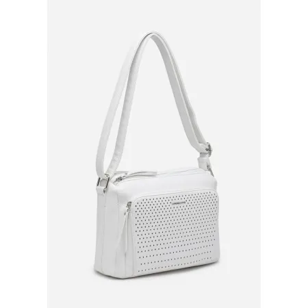 Biała Ażurowa Listonoszka Torebka Damska LUIGISANTO Pasek Stylowa Pojemna