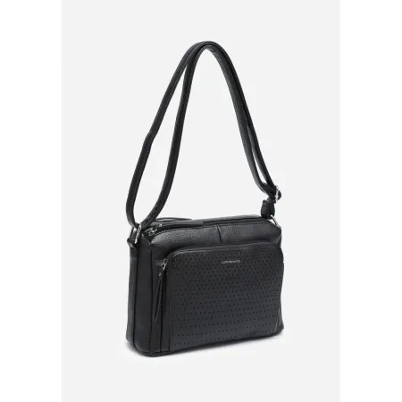 Czarna Ażurowa Listonoszka Torebka Damska LUIGISANTO Pasek Stylowa Pojemna