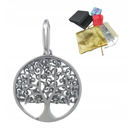 Srebrna Zawieszka Drzewko Życia Szczęścia 925 Wisiorek Talizman
