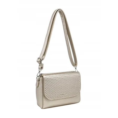 Złota Ażurowa Torebka Listonoszka Damska LUIGISANTO Dopinany Pasek Modna