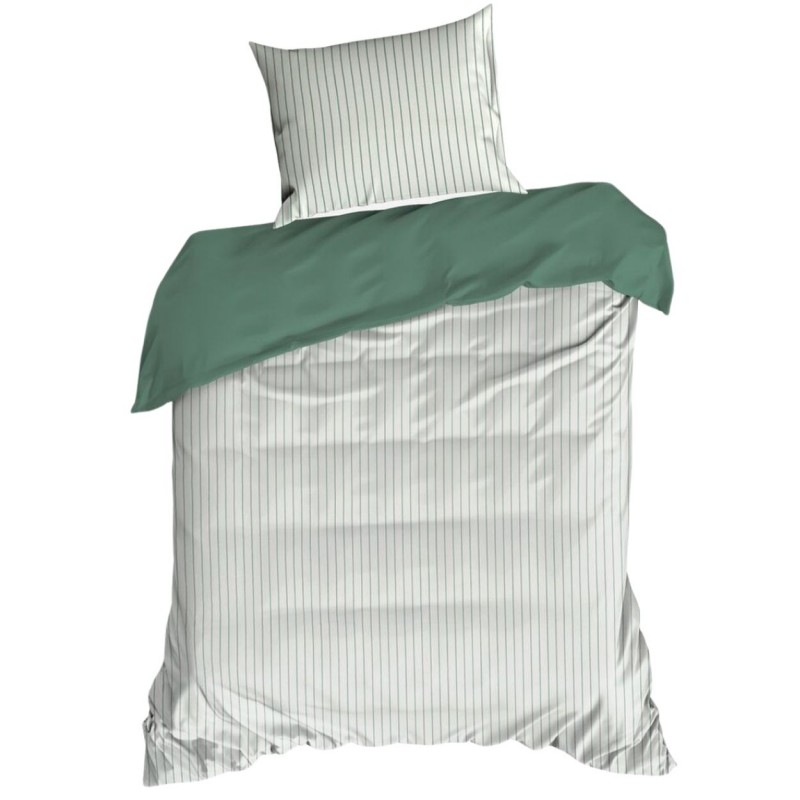 Pościel RAYA paski biało miętowa 140x200 satyna