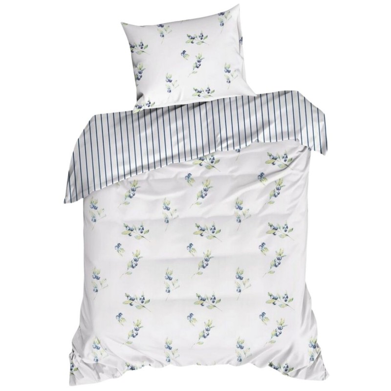 Pościel RAYA paski owoce granatowa 140x200 satyna