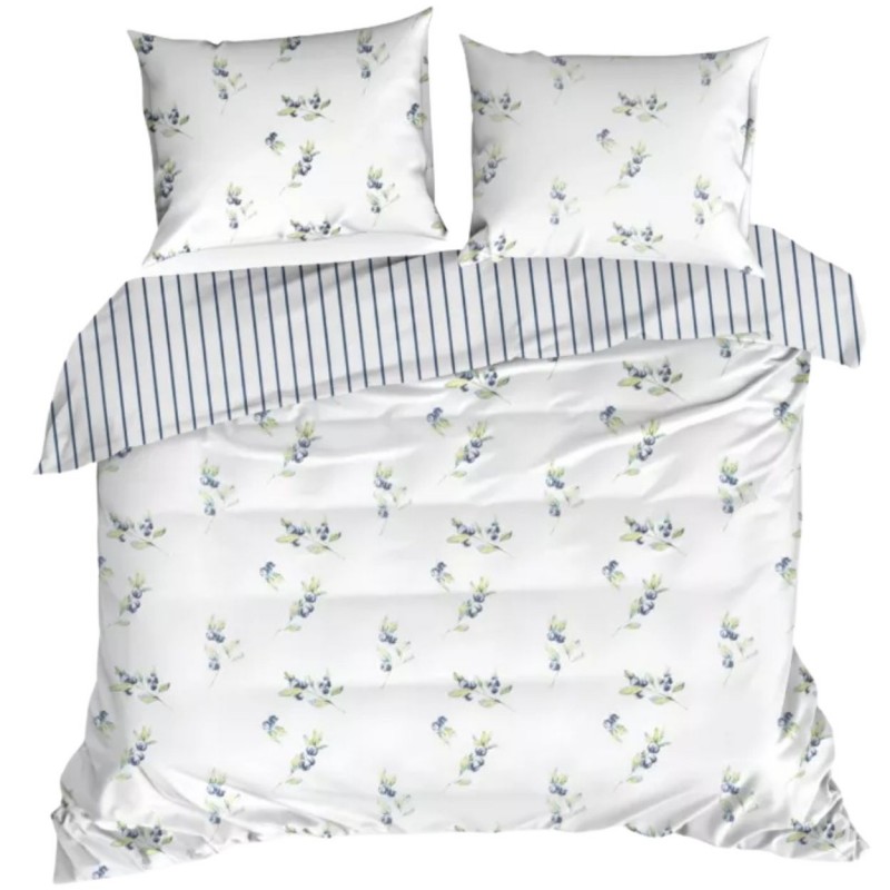 Pościel RAYA paski owoce granatowa 220x200 satyna