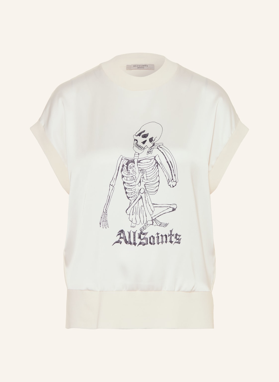 Allsaints Dzianinowy Top Z Mieszanki Materiałów weiss