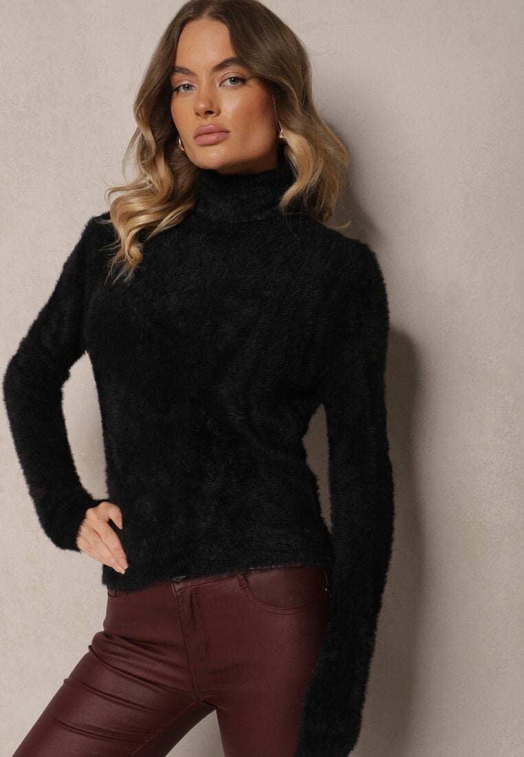 Czarny Casualowy Golf z Wełną Nomilae