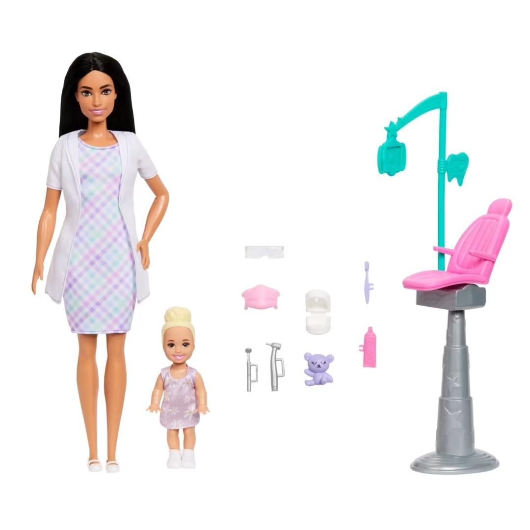 Barbie Dentystka Zestaw 2 Lalka brunetka
