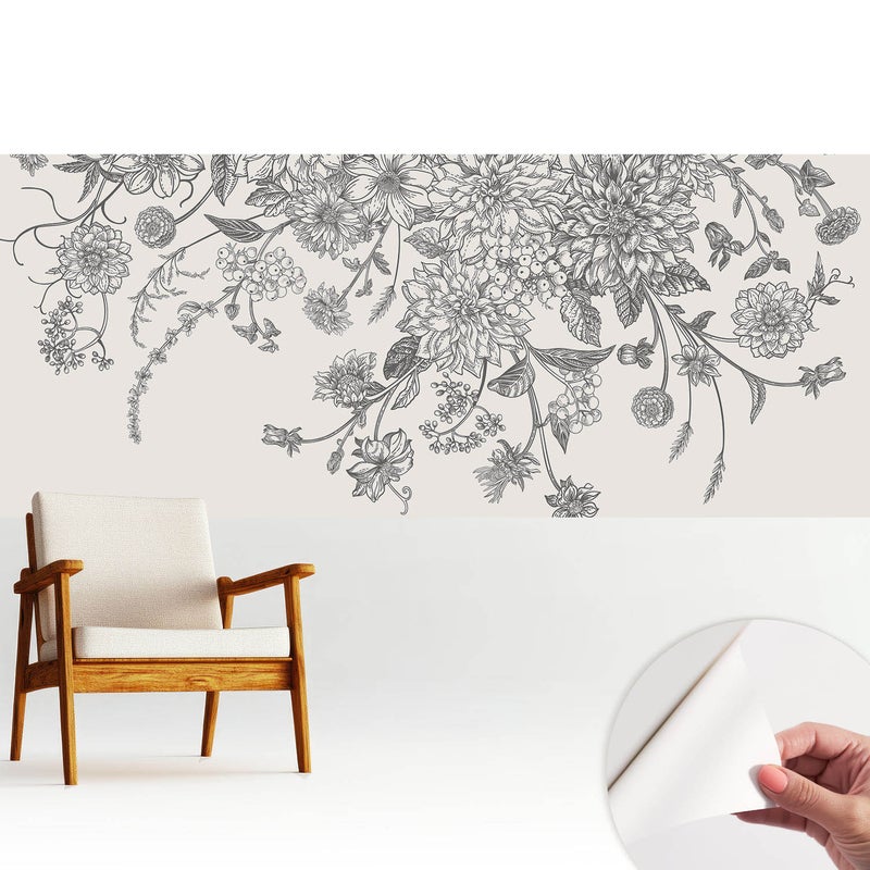 Tapeta dekoracyjna - nowoczesny motyw - powierzchnia odporna - montaż bez kleju 250x104 cm - Kwiaty elegancja harmonia natury TULUP