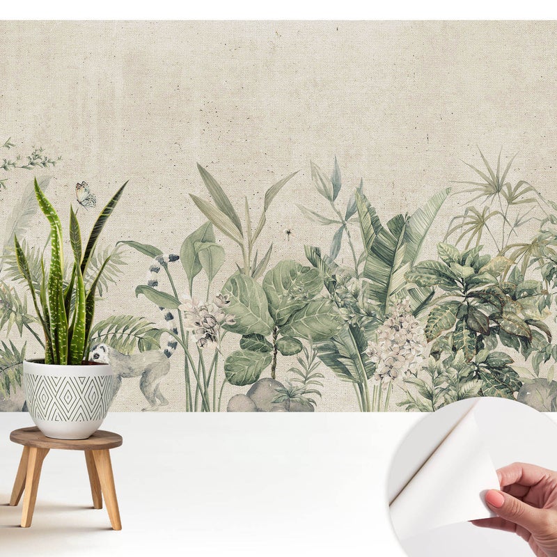 Tapeta z tkaniny samoprzylepnej - stylowa dekoracyjna elegancka 208x146 cm - Egzotyczna flora i fauna TULUP