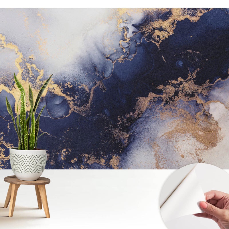 Samoprzylepna tapeta - stylowa dekoracja ściany elegancka i trwała 208x146 cm - Abstrakcyjne granaty beże elegancja TULUP