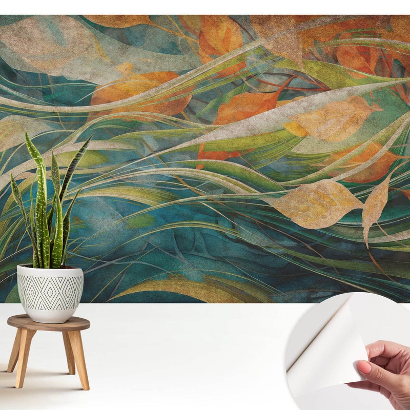 Tapeta dekoracyjna z wysokiej jakości materiału samoprzylepnego 208x146 cm - Naturalne liście na wodzie TULUP