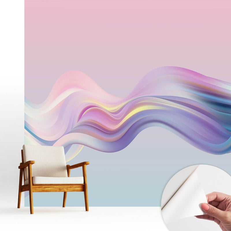 Tapeta samoprzylepna nowoczesna dekoracyjna elegancka stylowa trwała i łatwa w montażu 250x250 cm - Pastelowa abstrakcja fal TULUP