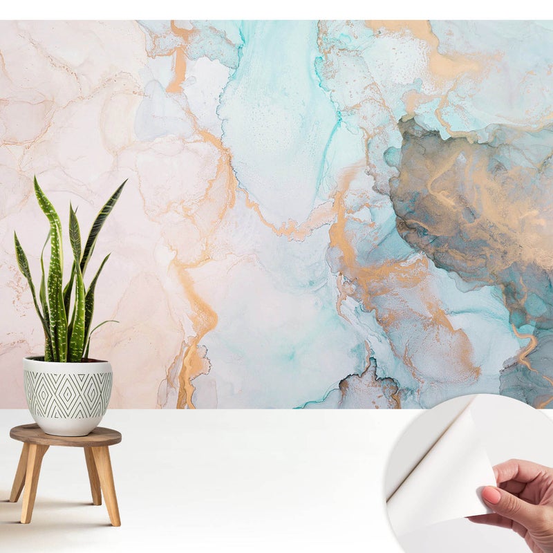 Tapeta dekoracyjna z wysokiej jakości materiału samoprzylepnego 208x146 cm - Barwy nieba i ziemi w płynnej abstrakcji TULUP