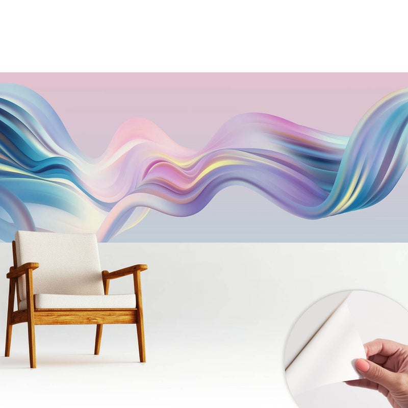 Tapeta samoprzylepna nowoczesna dekoracyjna elegancka stylowa trwała i łatwa w montażu 250x104 cm - Pastelowa abstrakcja fal TULUP