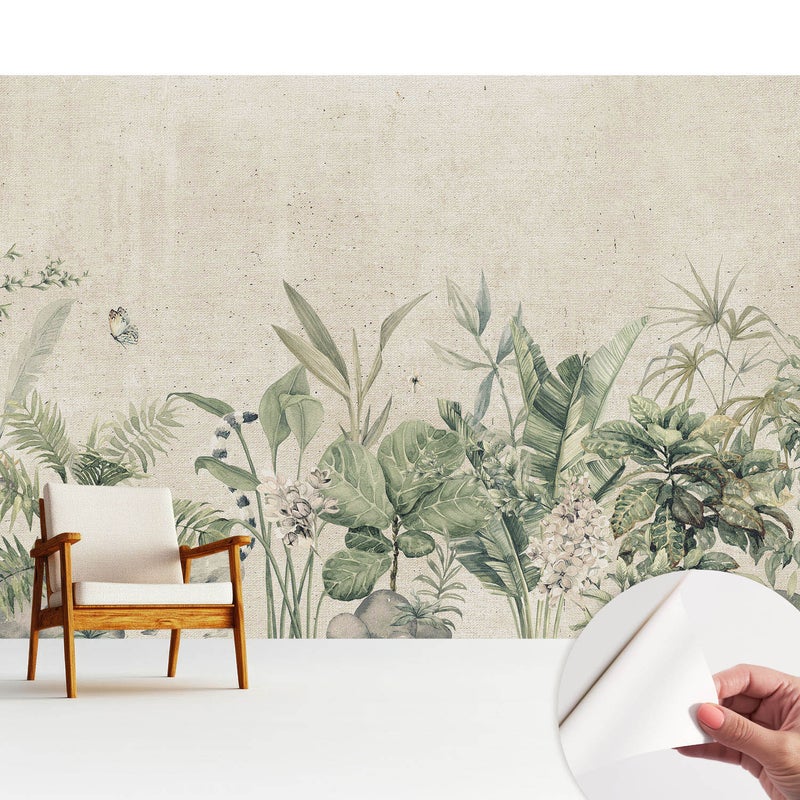 Tapeta z tkaniny samoprzylepnej - stylowa dekoracyjna elegancka 312x219 cm - Egzotyczna flora i fauna TULUP