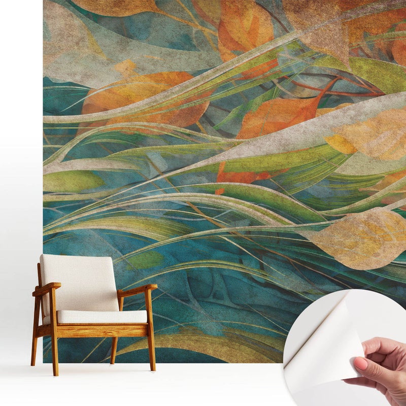 Tapeta dekoracyjna z wysokiej jakości materiału samoprzylepnego 250x250 cm - Naturalne liście na wodzie TULUP