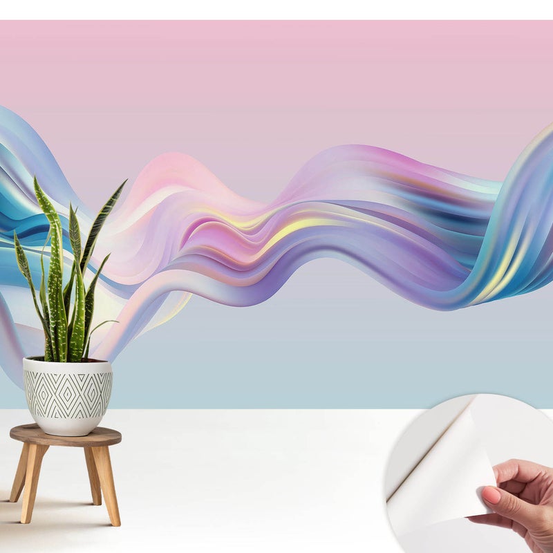 Tapeta samoprzylepna nowoczesna dekoracyjna elegancka stylowa trwała i łatwa w montażu 208x146 cm - Pastelowa abstrakcja fal TULUP