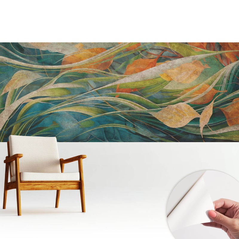 Tapeta dekoracyjna z wysokiej jakości materiału samoprzylepnego 250x104 cm - Naturalne liście na wodzie TULUP