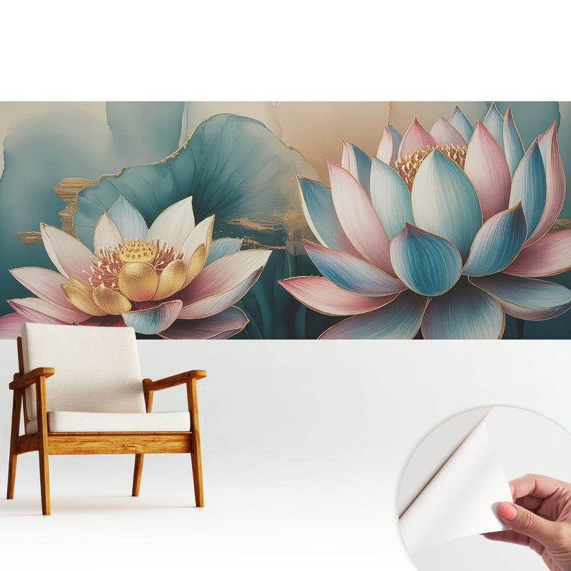 Tapeta samoprzylepna - nowoczesna stylowa elegancka wykończenie wysokiej jakości 250x104 cm - Delikatne kwiaty lotosu w abstrakcyjnym stylu TULUP