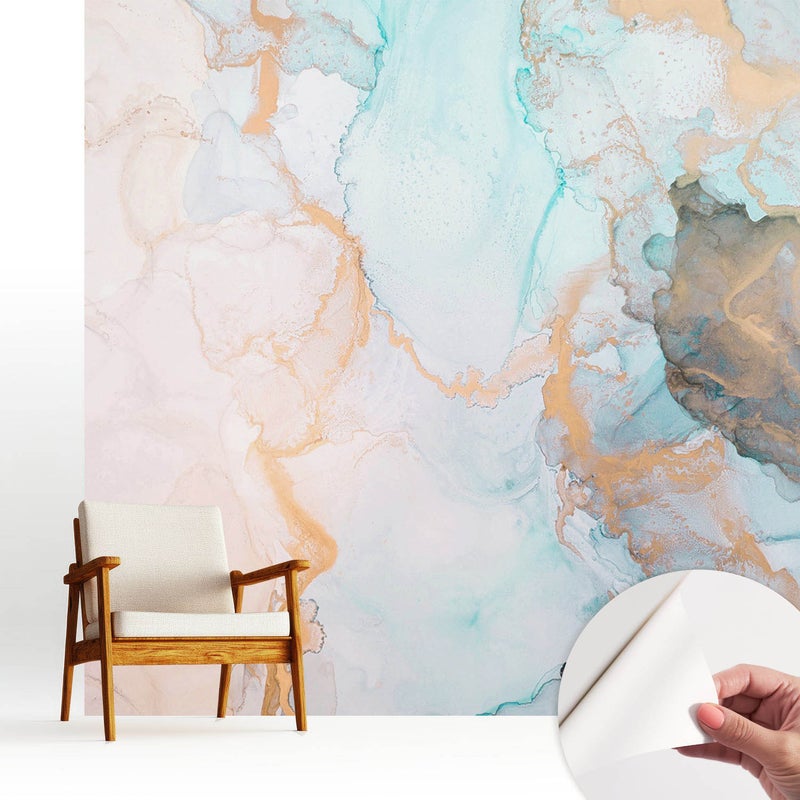 Tapeta dekoracyjna z wysokiej jakości materiału samoprzylepnego 250x250 cm - Barwy nieba i ziemi w płynnej abstrakcji TULUP