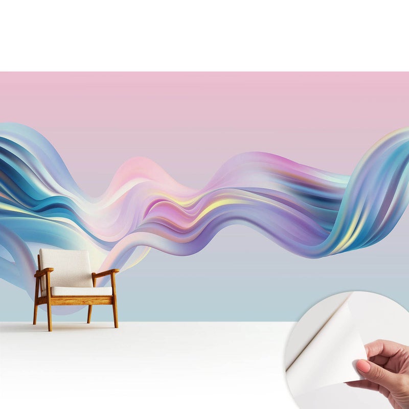 Tapeta samoprzylepna nowoczesna dekoracyjna elegancka stylowa trwała i łatwa w montażu 416x254 cm - Pastelowa abstrakcja fal TULUP