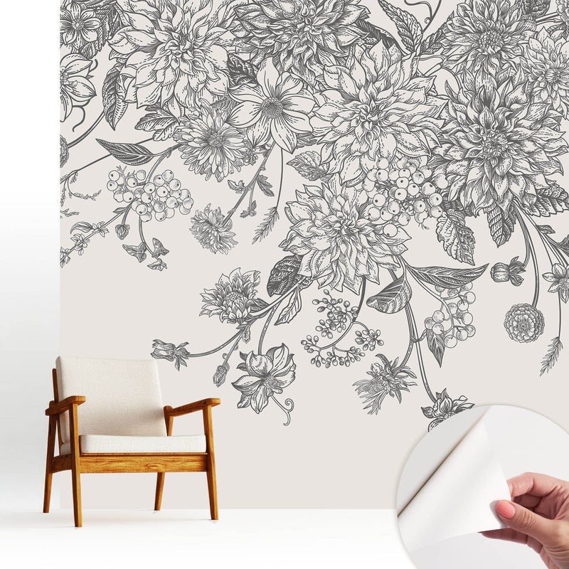 Tapeta dekoracyjna - nowoczesny motyw - powierzchnia odporna - montaż bez kleju 250x250 cm - Kwiaty elegancja harmonia natury TULUP