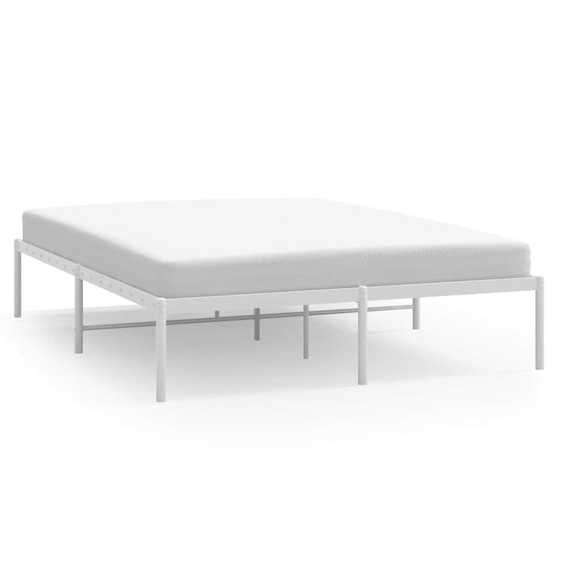Łóżko Metalowe Białe Rama Łóżka Ze Stelażem Do Pokoju Sypialni 150x200 cm