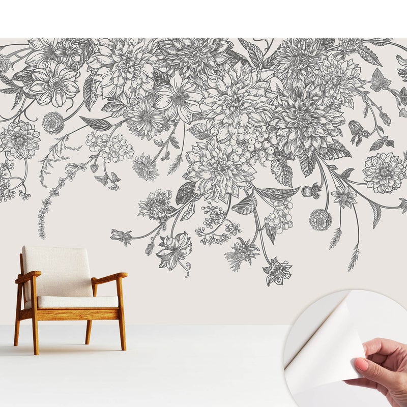 Tapeta dekoracyjna - nowoczesny motyw - powierzchnia odporna - montaż bez kleju 312x219 cm - Kwiaty elegancja harmonia natury TULUP