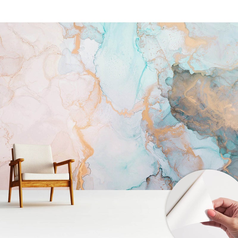 Tapeta dekoracyjna z wysokiej jakości materiału samoprzylepnego 312x219 cm - Barwy nieba i ziemi w płynnej abstrakcji TULUP